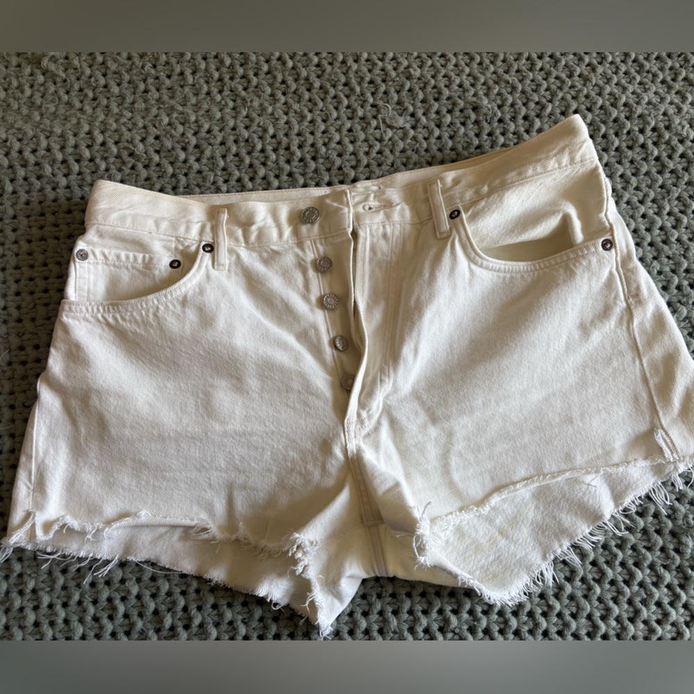 Agolde White Jean Shorts